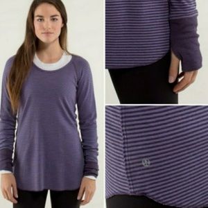 Lululemon open your heart purple stripe reversible long sleeve shirt top S small